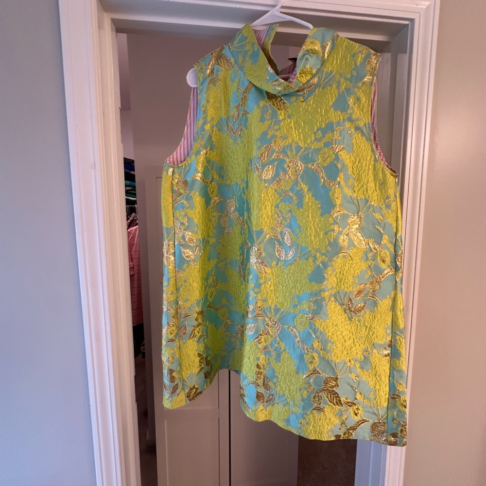 Floral Sleeveless Top in Yellow and Gold